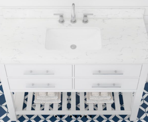 Clear Pebble 48in Cotton White Single Sink Spacious Bathroom Vanity